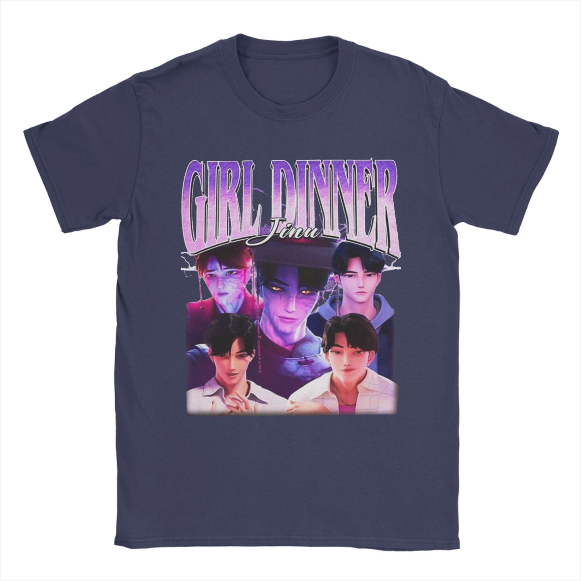 

Girl Dinner Jinu Kpop Demon Hunters Villain T-Shirt Unisexs Funny Pure Cotton T Shirts Summer Design Oversized Clothing 4XL