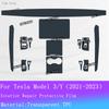For Tesla Model 3 Y Car Full Set Interior Film Navigation Screen Protection Sticker Gear Panel TPU Transparent Anti-scratch Film