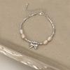 Fairy Style Minimalist Pearl Bow Necklace – Women's High-End Silver Choker