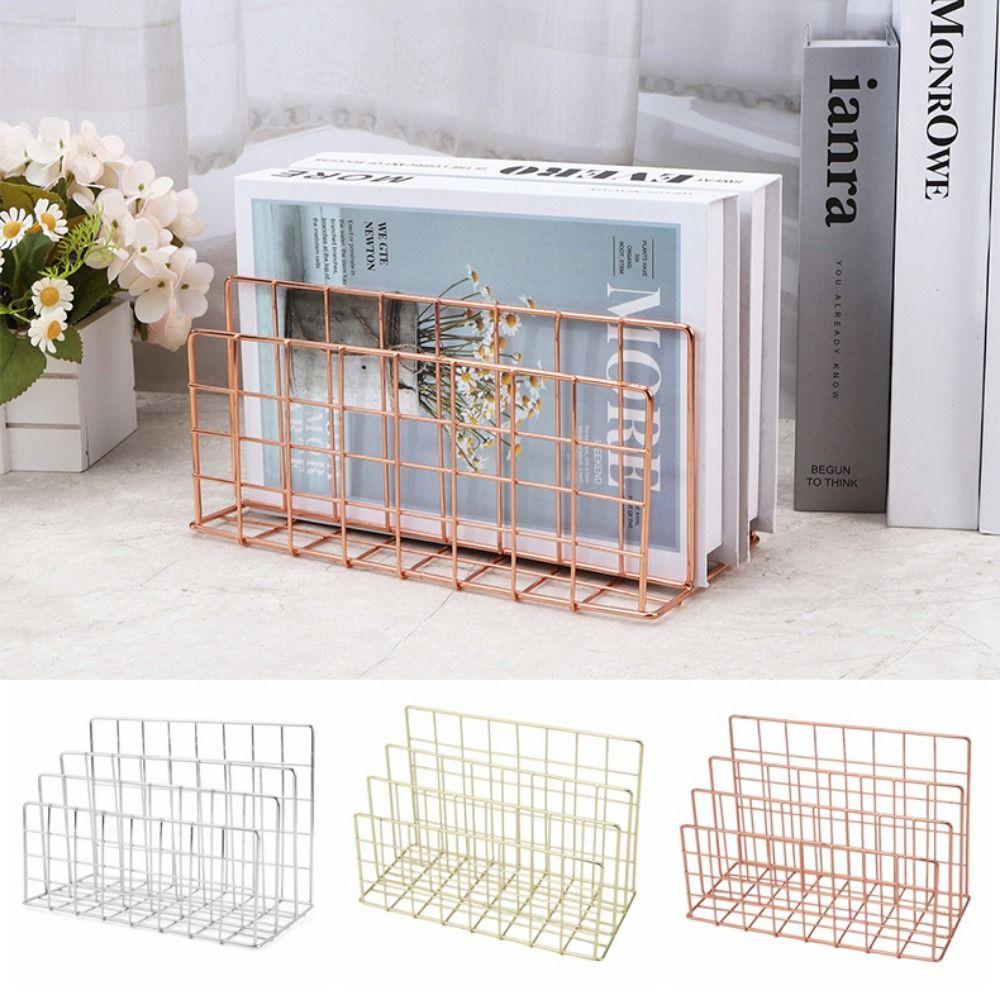 Metal Book Record Holder Durable Document Storage Shelf File Sorter Organizer  Desk Accessories