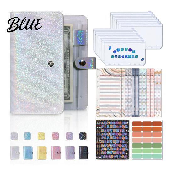 Horizontal Line Accounting Sheets A6 Budget Planner Notebook Glitter Cash Tracker Journal Financial Flexible Pages Organizer with Dividers