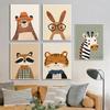 Funny Cute Cartoon Animals Minimalist Nordic Posters Prints Canvas Painting Wall Art Picture Living Room Kindergarten Home Decor