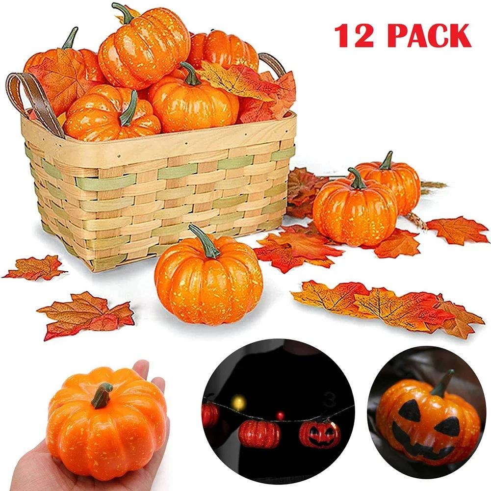 

12PCS Simulation Foam Pumpkin Fake Artificial Pumpkin Halloween Decoration Pumpkin White Orange Dark Green Party Decoration белый