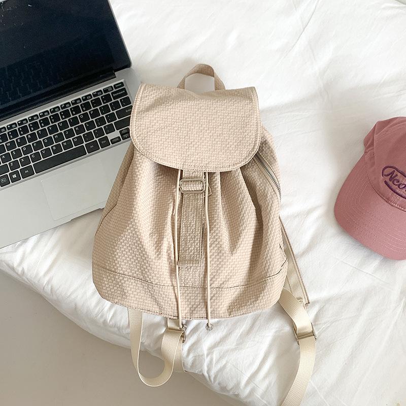 Summer Korean Version New Plaid Niche Nylon Backpack for Women's Artistic Leisure Travel Lightweight Student Backpack