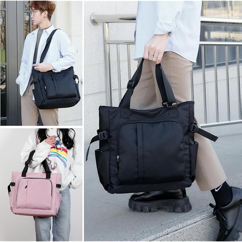 CC-MAX Einkaufstasche Nylon Umhängetasche große Kapazität Reißverschluss öffnen/schließen Herren Damen Dual-Use viele Taschen CC2434 (Rosa)