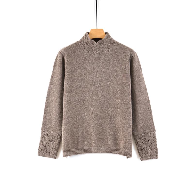Women's 100% Cashmere Semi-High Neck Knit Sweater