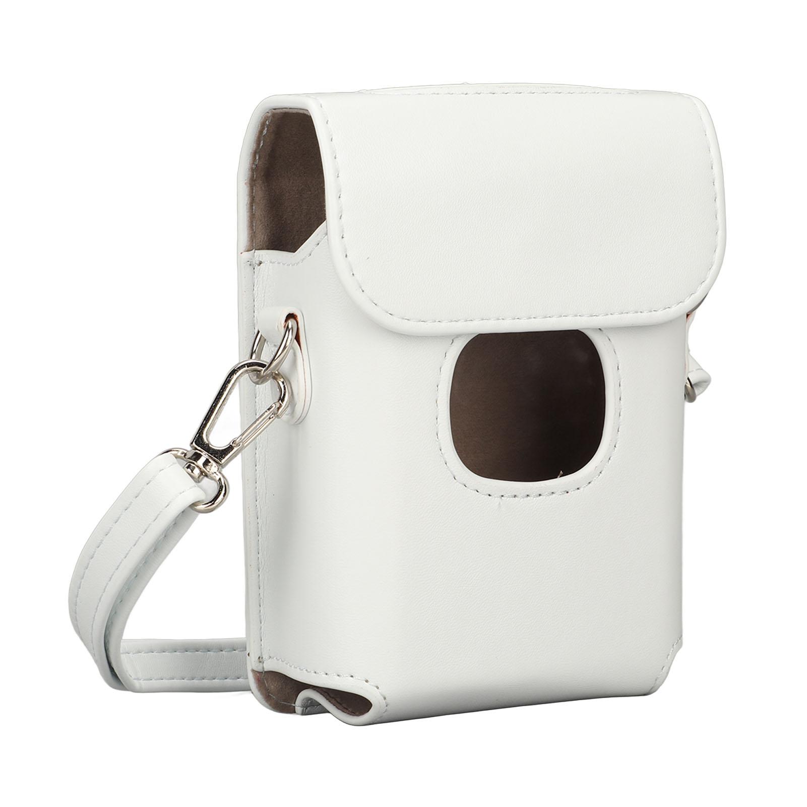 

Portable Instant Camera Protective Cover with Shoulder Strap Pure Color PU Leather Camera Bag for белый