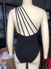 Eine Schulter Frauen Ein Stück Badeanzug Schwarz Weibliche Bademode Retro Schwimmen Anzug Bandage Badeanzug Bademode