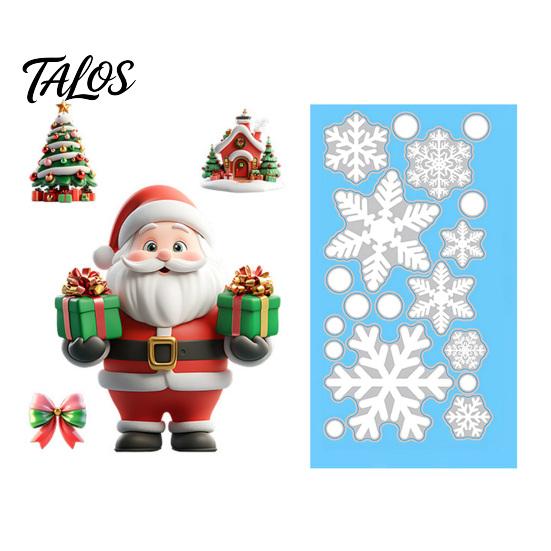 Festive Home Window Decor Christmas Static Clings, Reusable Decals with Santa Snowman Snow Storefront Holiday Ornaments House Designs, Double