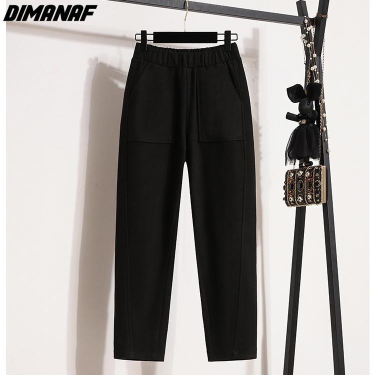 Winter Plus Size Harem Pants Women Loose Casual Thick Cotton Wool Trousers Elastic Waist Solid Long Pants