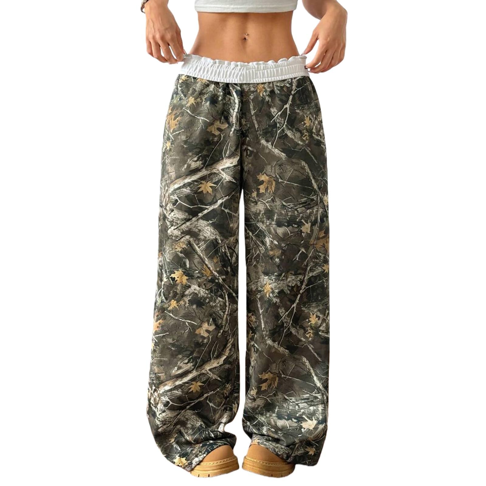 Женские камуфляжные свободные широкие спортивные штаны Женские повседневные модные спортивные штаны L