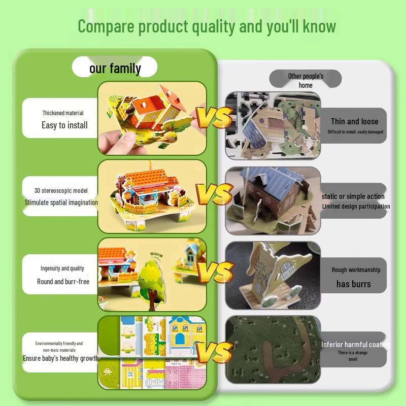 3D Puzzle House Model DIY Educational Toy for Kids Aged 3-6+