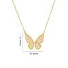 Simple Round Butterfly Zircon Pendant Necklace Stainless Steel Fashion Geometric Choker Jewelry Party Gifts For Women Girls