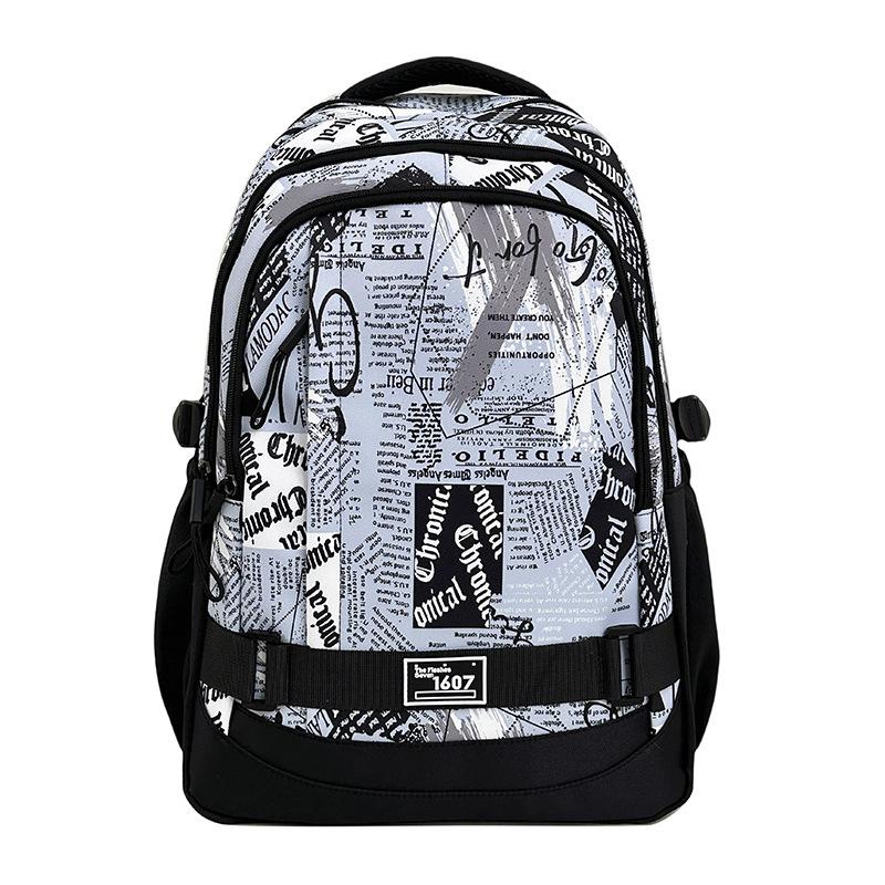 Zaino scolastico nuovo zaino di grande capacità moda zaino per studente delle scuole superiori e del college zaino da uomo graffiti stampa casual borsa da pendolare zaino tendenza