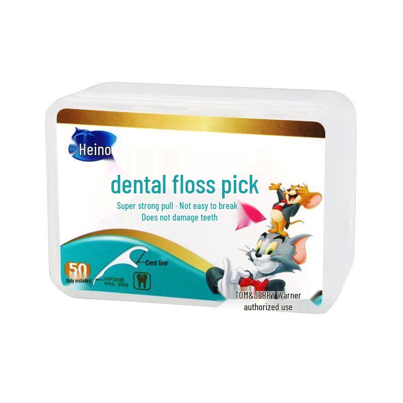 Hais Haina 50pcs Ultra-Thin Polym. Dental Floss Picks with Curved Toothpicks, Individually Wrapped for Oral Care