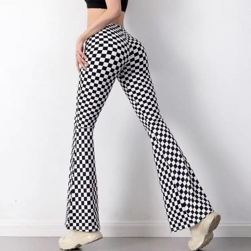 Retro Plaid High-Waisted Plus Size Elastic Wide-Leg Body Shaping Pants
