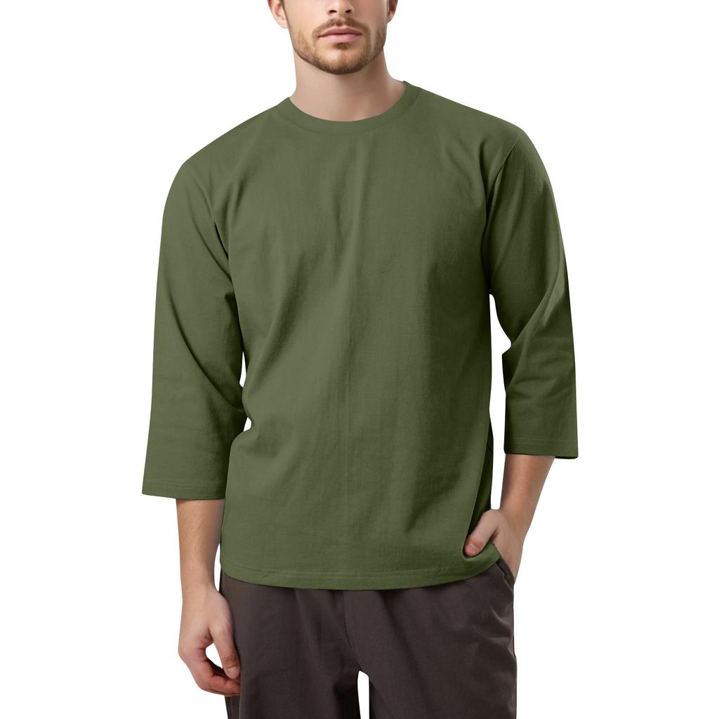 Men's Casual and Fashionable Printed Round-neck Three-quarter Sleeve Top T-shirt