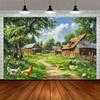 2D Farmyard Hen Pasture Portrait Photo Backdrop