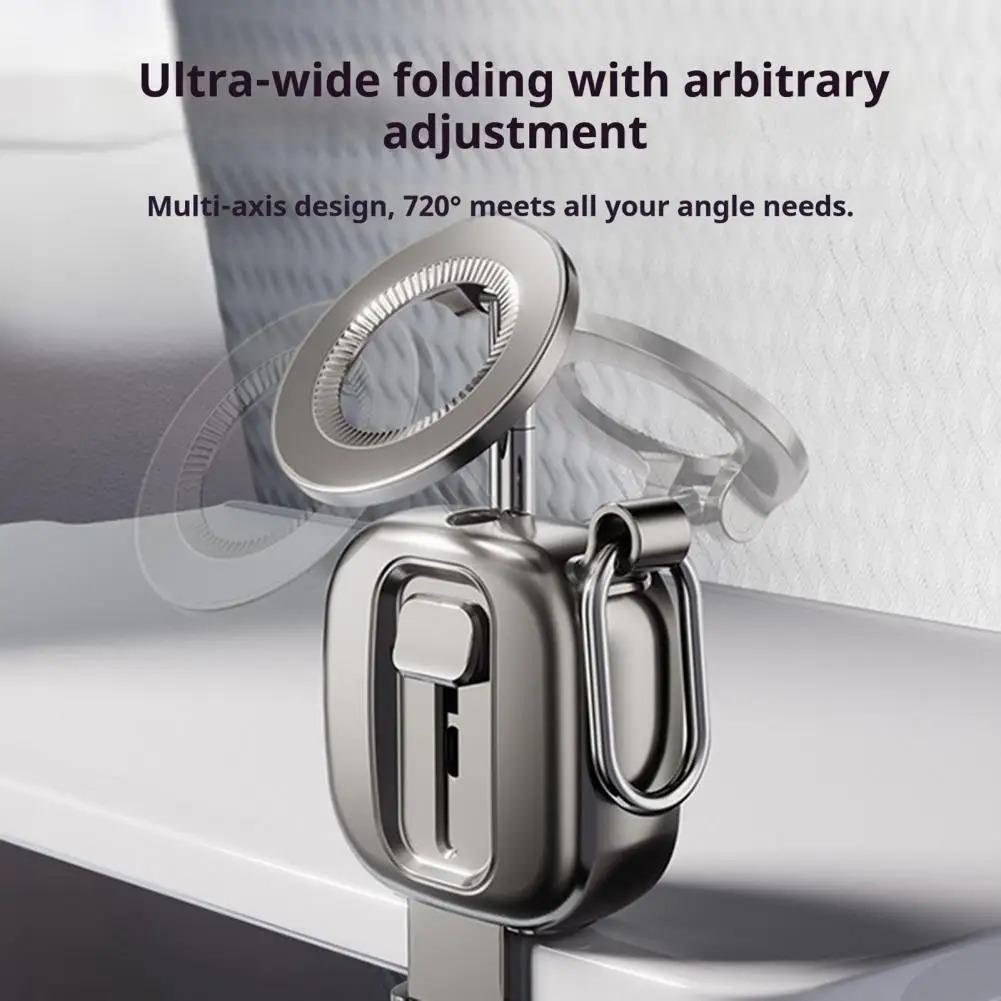 Magnetic Travel Phone Holder Foldable Tripod Stand 720° Rotation Universal Adjustment Safety-locking Hook Portable Phone Stand