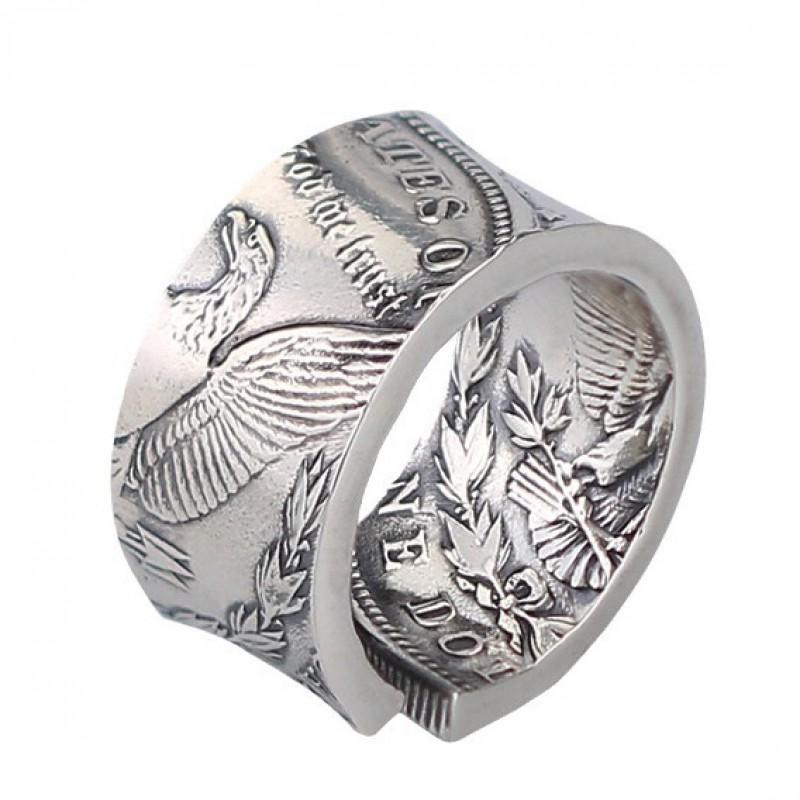Adjustable Morgan Dollar Coin Ring Men Women Vintage Plated Retro Geometric Statement Jewelry