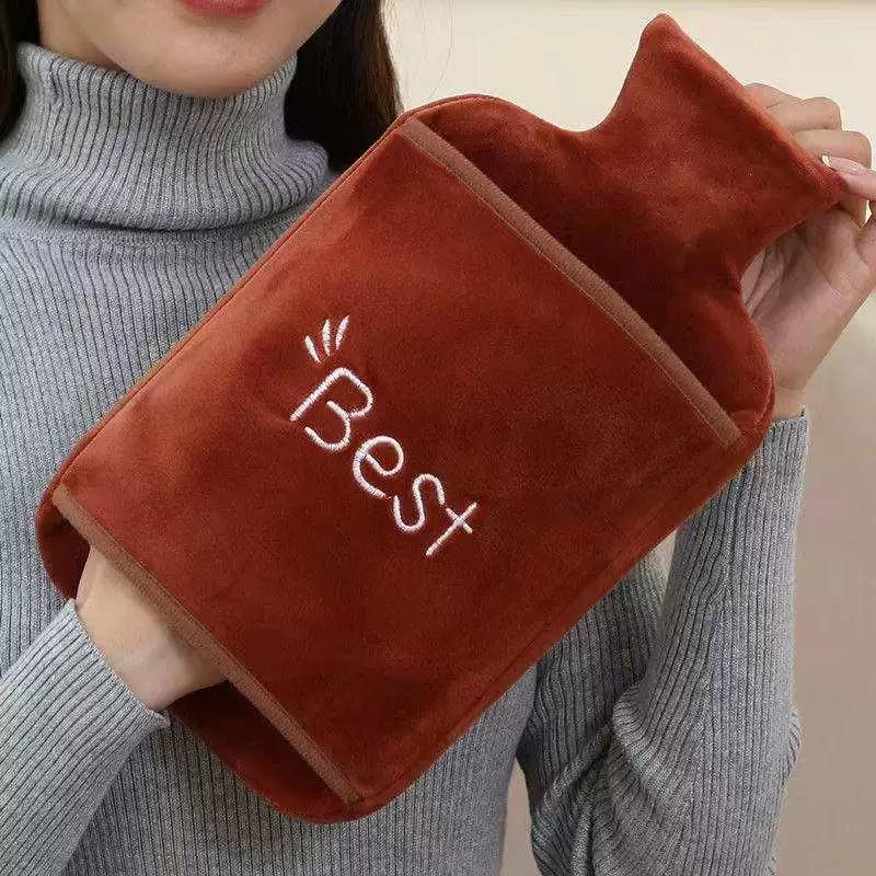 Thickened Explosion-Proof Plush Hot Water Bottle for Filling with Water, Warm Water Bag for Warming the Abdomen, Suitable for Women, Home Use, Hot