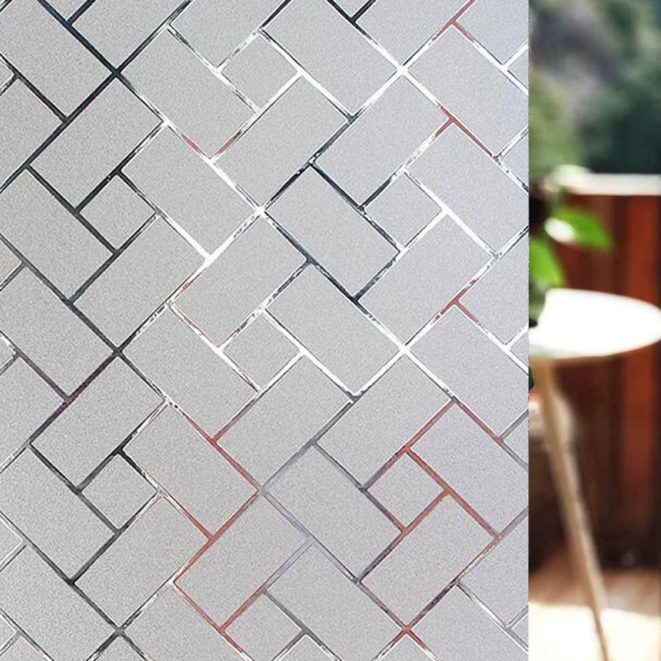 Film Décoratif Arc-en-Ciel pour Fenêtre, Film d'Intimité pour Fenêtre Teintée, Adhésif Statique Verre Dépoli pour Porte Vitrée Maison, Design 3D Cailloux