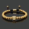 Bracciale da Uomo Lusso Testa di Leopardo Nero Reale Perline in Acciaio Inossidabile Gioielli Fatti a Mano Regalo per Ragazzo Grande