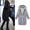 Dames Effen Kleur Zijzakken Jas Hoodie Lange Mouw Ritssluiting Trekkoord Capuchon Sweatshirt Dameskleding