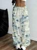 Women's floral print wide-leg sweatpants, comfortable drawstring waist loose-fitting casual pants