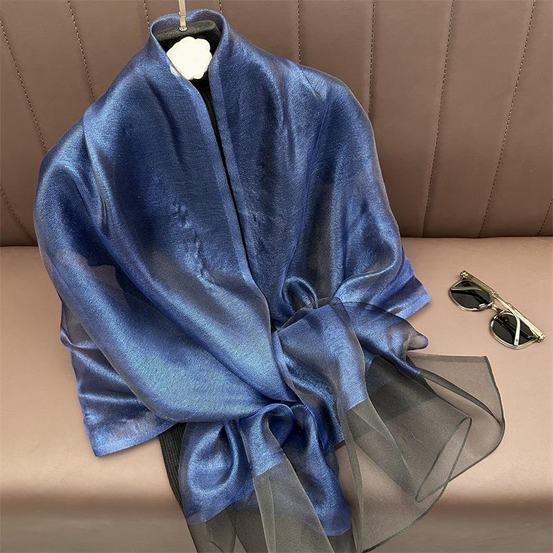 Silk Wool Scarf for Women Solid Scarves Shawls Wraps Pashmina Hijab Foulard Femme Beach Stoles Bandana Luxury Brand Poncho