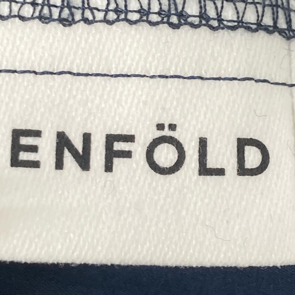 ENFOLD [Good Condition/23AW] 300GA231-0230 WIDE-STRAIGHT COCOON TROUSERS Striped Trousers Bottoms 36 NavyUsed