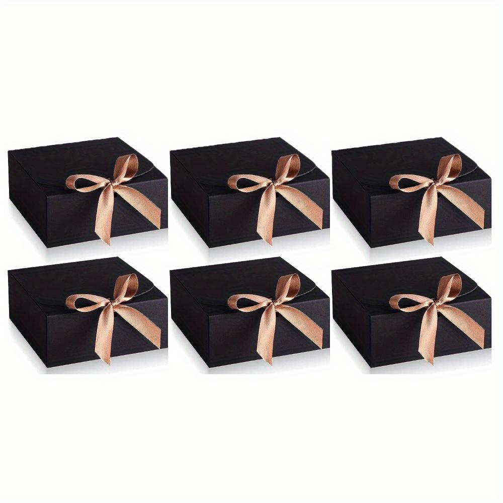 

6 шт. черных подарочных коробок с крышкой, коробки для угощений с лентами для обертывания шампанского и крышкой, прямоугольная подарочная упаковочная коробка для свадеб, вечеринок, дней рождения, фестивалей 6pcs 27*20*8cm чёрный