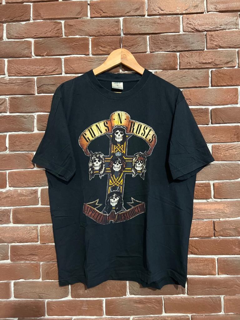 Rare Vintage 90s Guns N Roses Rock Band Tshirt Axl Rose Hype Black L Appetite Unisex T-Shirt