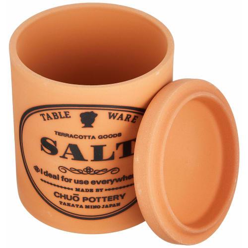 Kakuni Mino Ware SALT Salt Jar, Keeps Salt Dry and Fluid, Terracotta Ceramic Canister with Lid, Made In Japan, Kitchen Accessories, K60709