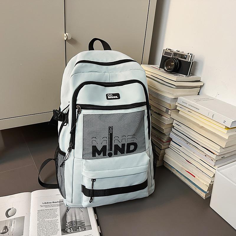 

Школьный рюкзак с высокой ценностью, рюкзак с надписью, парный, однотонный, повседневный, простой, легкий, для улицы, для поездок на работу, большой вместимости синий