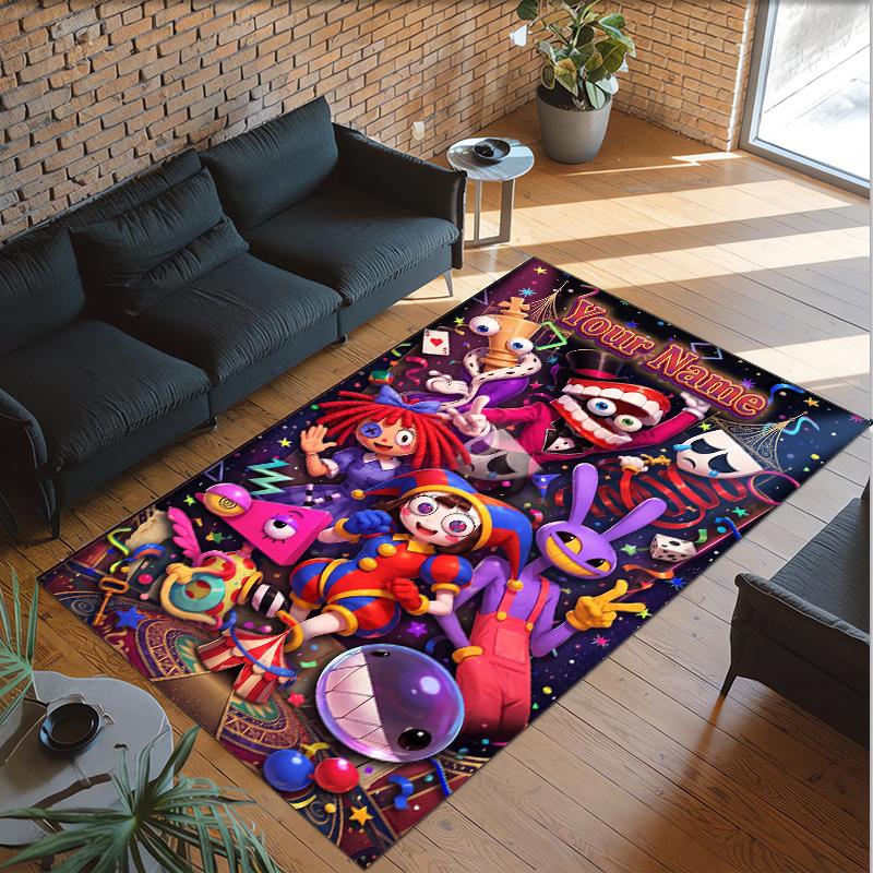 Personalized Crystal Velvet Carpet Custom Name Text,The Amazing Digital Circus Anti Slip Area Rug For Home Decoration