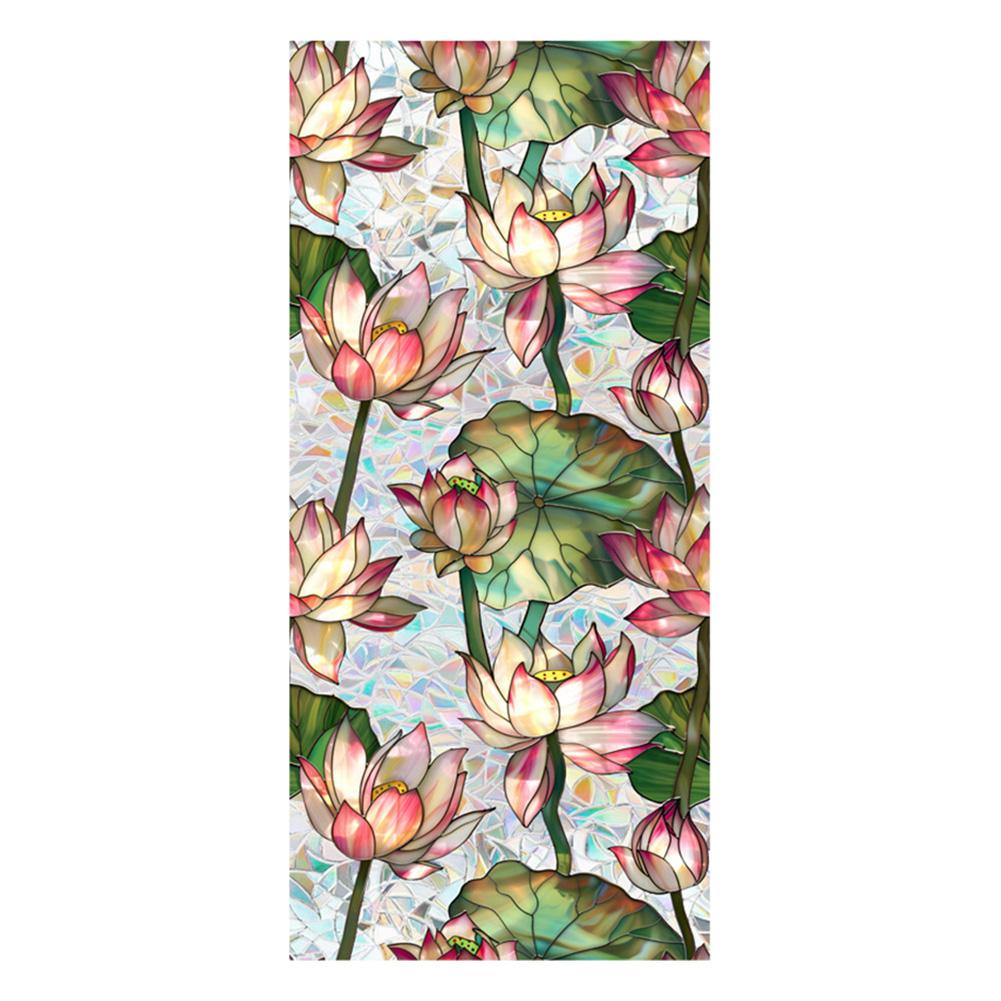 Flowers Window Privacy Film Removable Static Cling Stickers Floral Stained Glass Decals Decorative Window Decals for Home