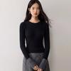 12-Gauge Cashmere Ribbed Slim-Fit Round Neck Base Layer with Contrasting Cuffs