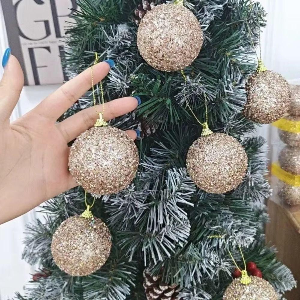 3Pcs 8cm Christmas Glitter Balls New Year Gold Sparkling Xmas Tree Hanging Pendants DIY Christmas Ball Ornaments Party Ornaments