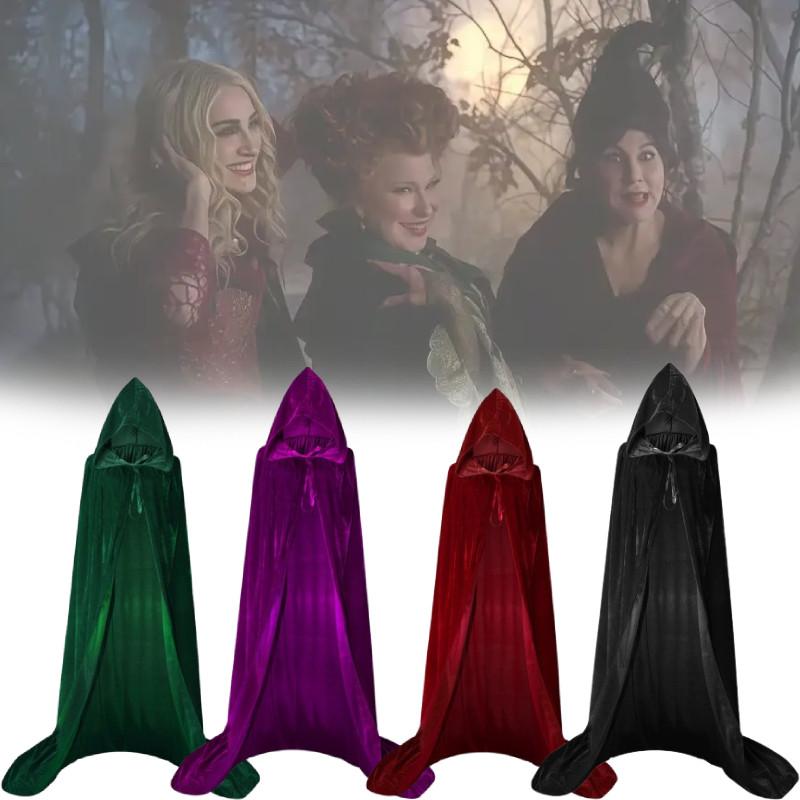 Hood Cosplay Cloak Medieval Long Cape Halloween Party Women Men Adult Long Mage