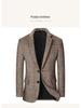Autumn Winter Men's Plaid Wool Blend Slim Fit Suit Jacket - Business Casual Coats