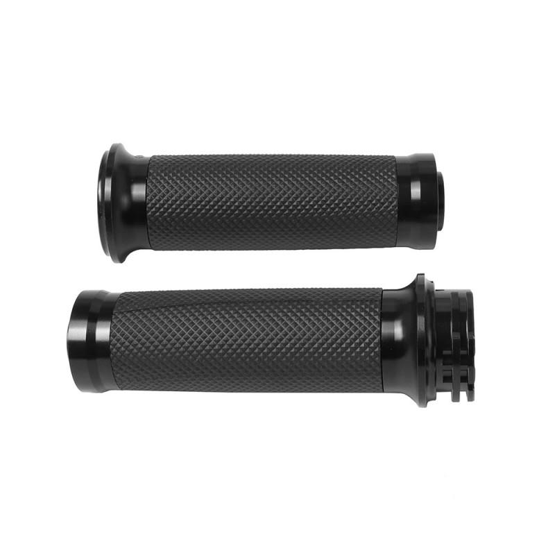 Harley-Davidson Style CNC Aluminum Handlebar Grips With Rubber Throttle Sleeve Classic Motorcycle Customization