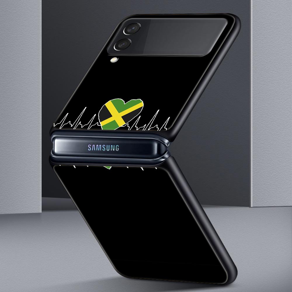 Vlajka britského srdečního tepu Čína Láska Linka Pouzdro na telefon pro Samsung Galaxy Z Flip 3 4 5 Černé skládací mobilní pouzdro Tvrdý PC Ochranný kryt