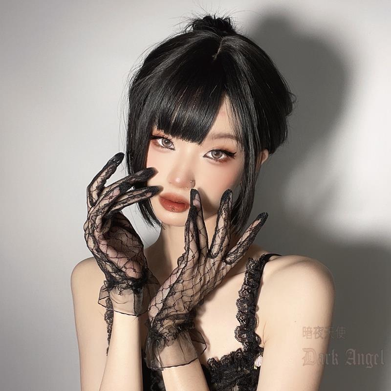 Bridal Wedding Gloves Lace Gloves White Fingered Black Show Lolita Sleeves Jk Japanese Cute