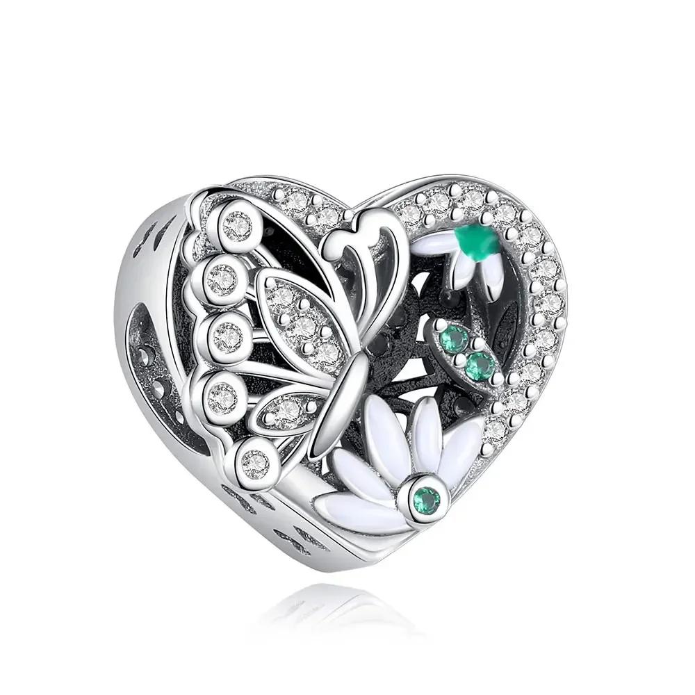 Original Copper Blue Heart Zircon Twelve Zodiac Signs Months Flowers Charms Beads Fit Bracelet Women Jewelry Diy Fine Gift