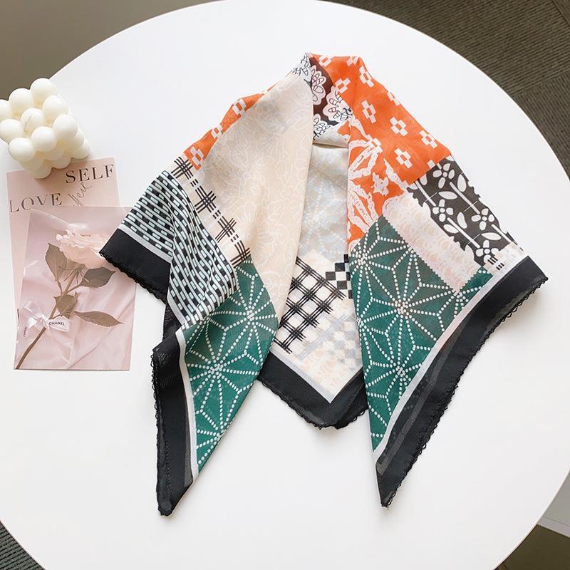 Thin Cotton and Linen Small Square Scarf Fresh and Breathable Women's Soft Literary and Decorative Small Silk Scarf Summer Scarf Women's Versatile