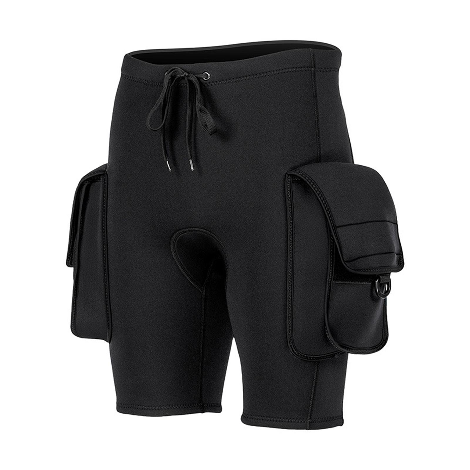 Tomtop Jms Men's Black 3Mm Neoprene Dive Shorts For With Pockets Fast Release Buckle Adjustable Waistband Hybrid Utility Shorts Scuba