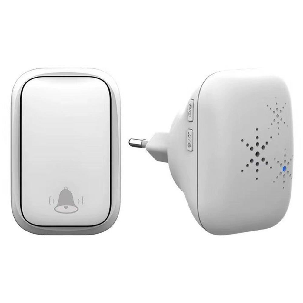

WHM01 EU Plug Home Doorbell Press Button Door Bell with 1 Transmitter+1 Receiver White