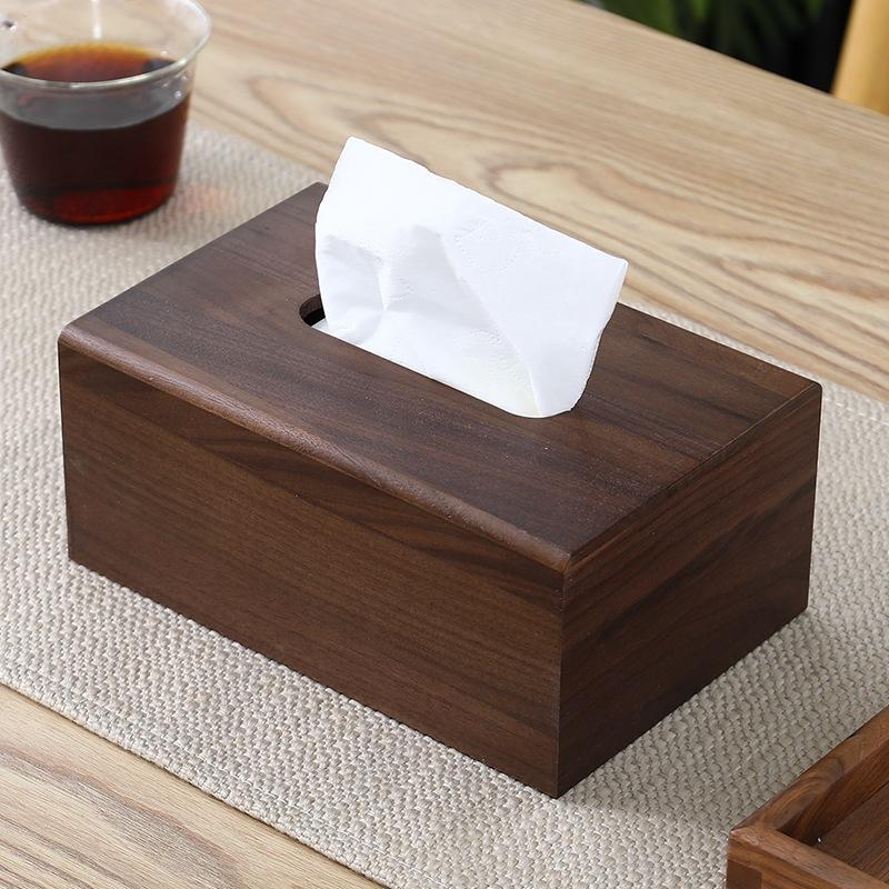 Wooden Bathroom Tissue Box Living Room Household Dining Table Tea Table Paper Extraction Box Walnut
