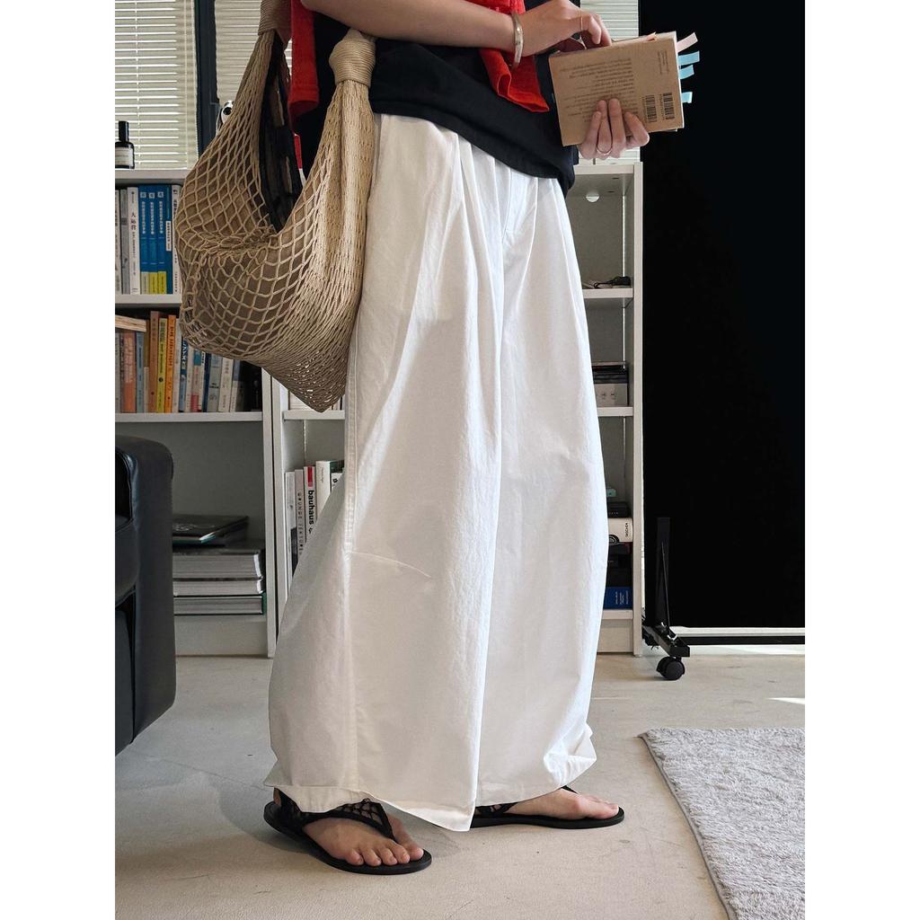 Johnature Sommer Faul Lässig Hosen Einfach Einfarbige Taschen Locker Weite Beine Für Frauen